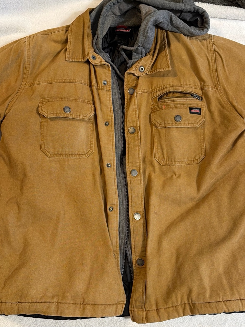 Dickies Brown Work Jacket with Gray Hooded Liner